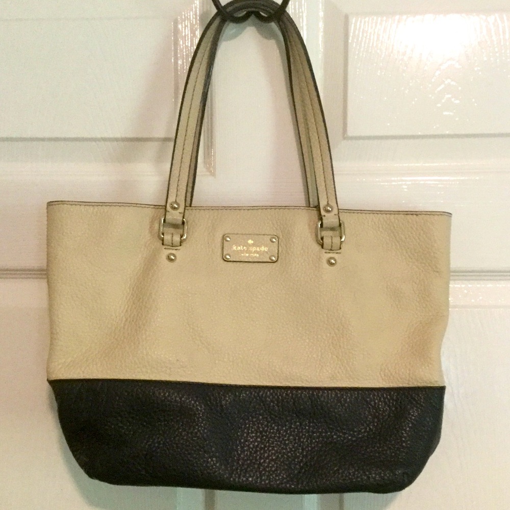 Kate Spade pebbled leather  bag, cream & black